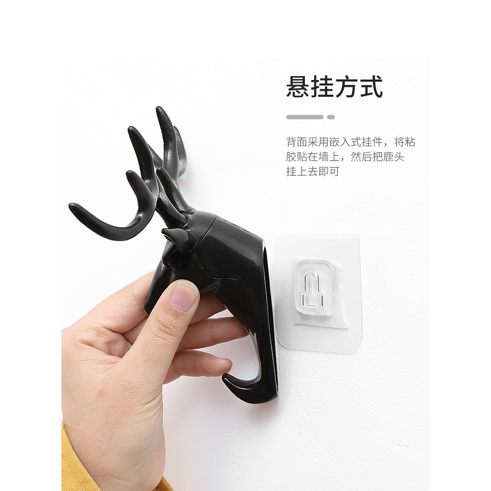 免打孔鑰匙掛鉤壁掛門口強力粘膠門後創意可愛墻壁無痕收納掛衣架-細節圖4
