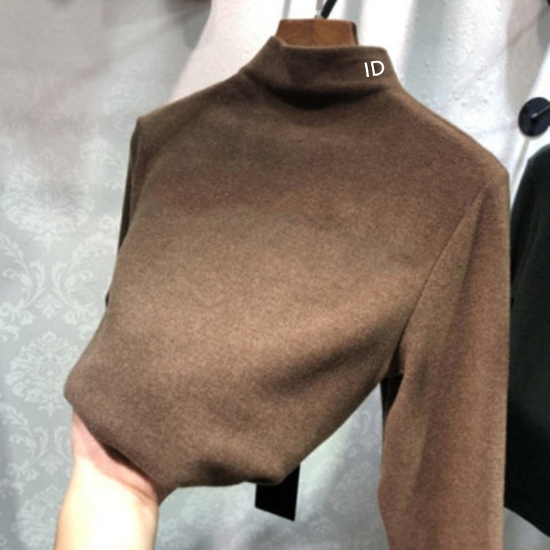 雙面德絨打底衫女秋冬新款洋氣加厚內搭學生半高領長袖上衣服-細節圖2