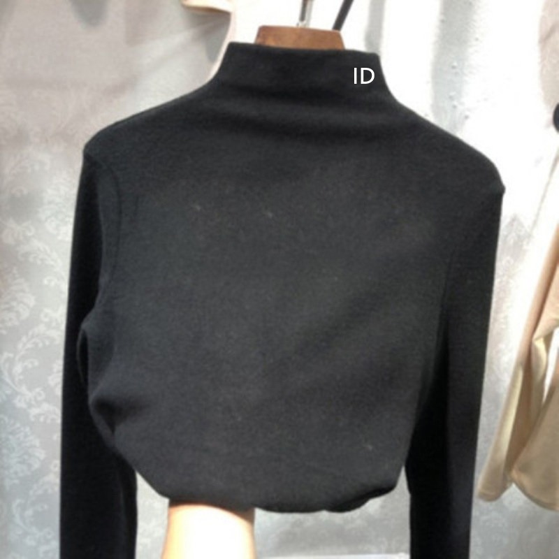 雙面德絨打底衫女秋冬新款洋氣加厚內搭學生半高領長袖上衣服-細節圖3