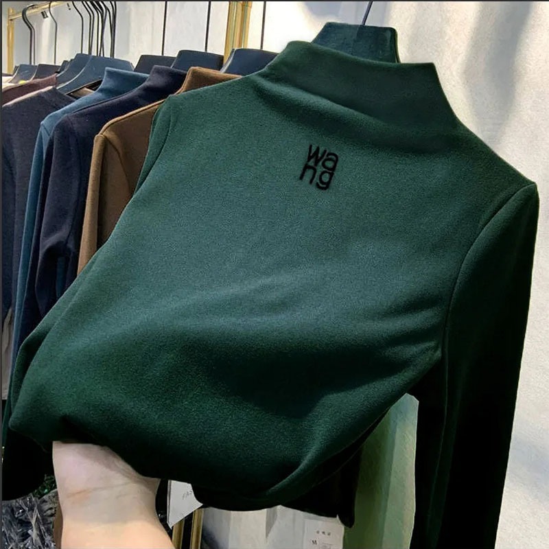 加厚內搭高領打底衫女秋冬韓版顯瘦修身長袖學生百搭雙面德絨上衣-細節圖3