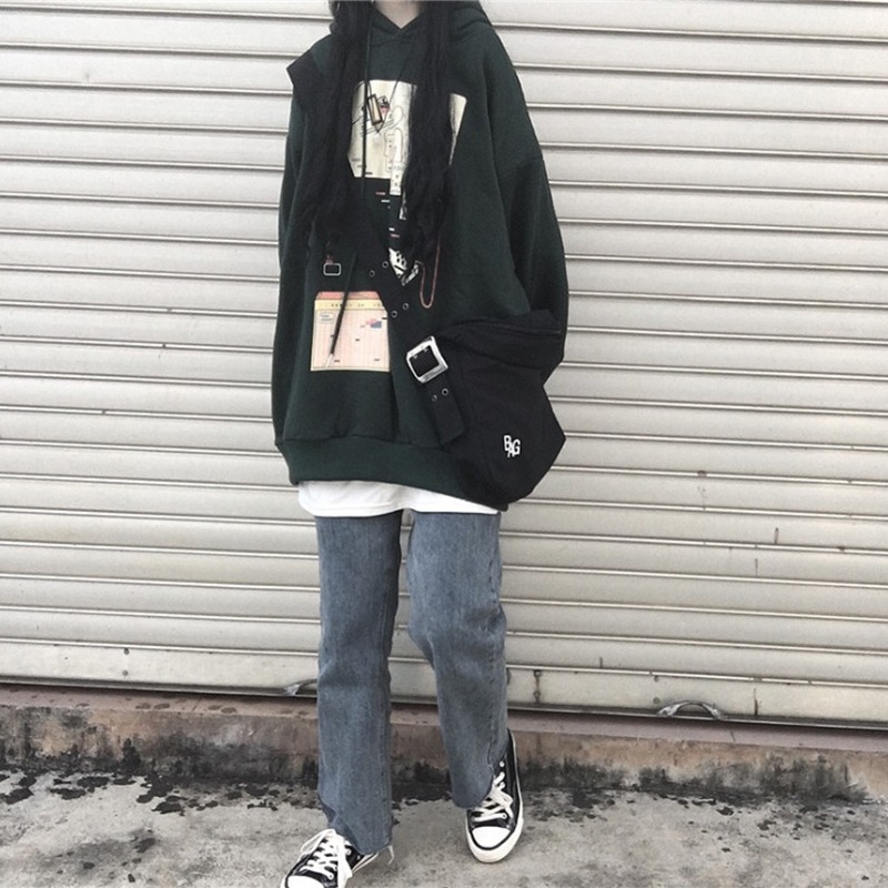 vintage衛衣女初秋薄款韓版ins潮慵懶寬松waitmore學生上衣服-細節圖4