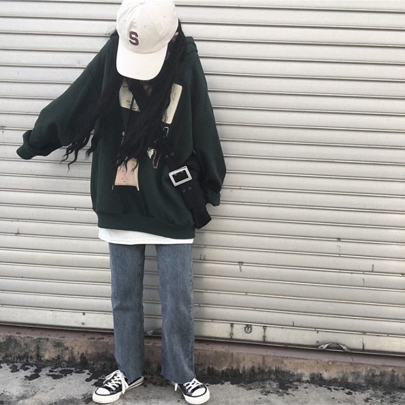 vintage衛衣女初秋薄款韓版ins潮慵懶寬松waitmore學生上衣服-細節圖5