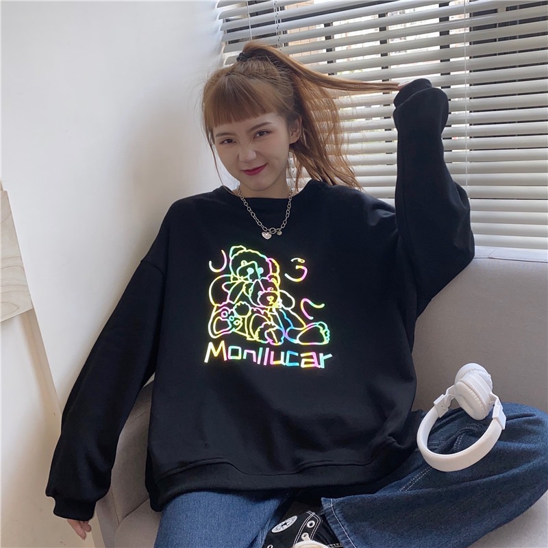 waitmore港味chic炸街衛衣女春秋寬松韓版潮bf慵懶風學生百搭上衣-細節圖2