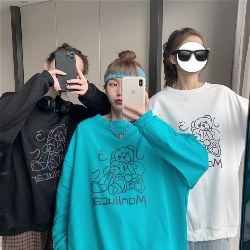 waitmore港味chic炸街衛衣女春秋寬松韓版潮bf慵懶風學生百搭上衣-細節圖4