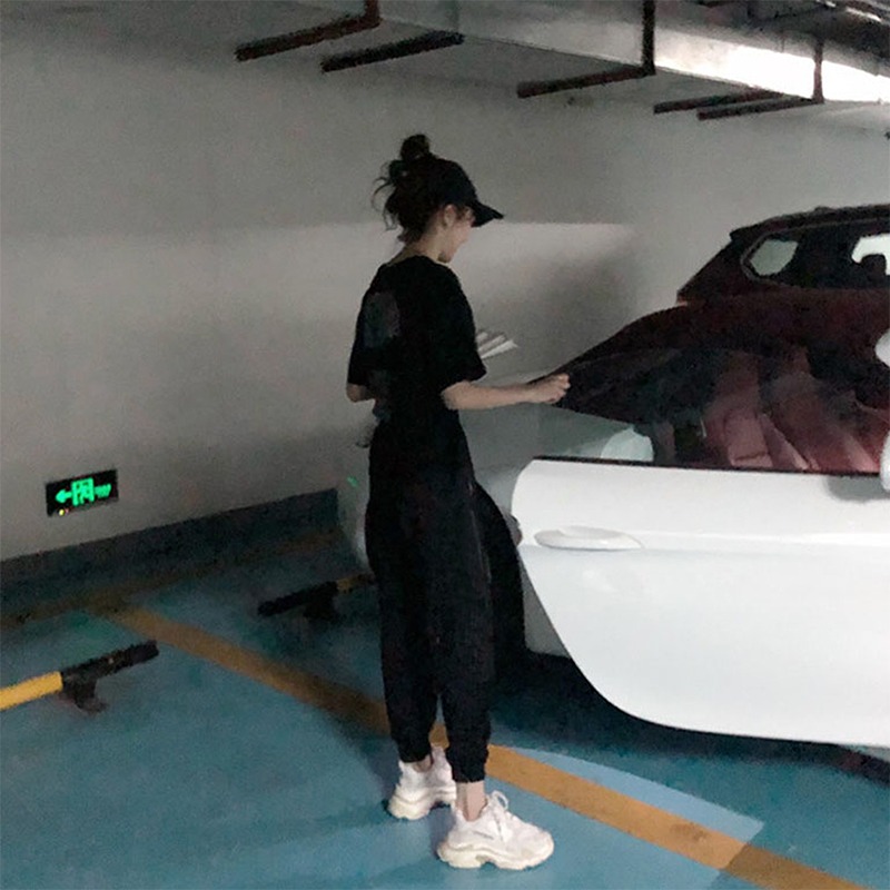 束腳褲女夏秋韓版cec學生運動薄款燈籠褲高腰冬季直筒寬松休閑褲-細節圖4
