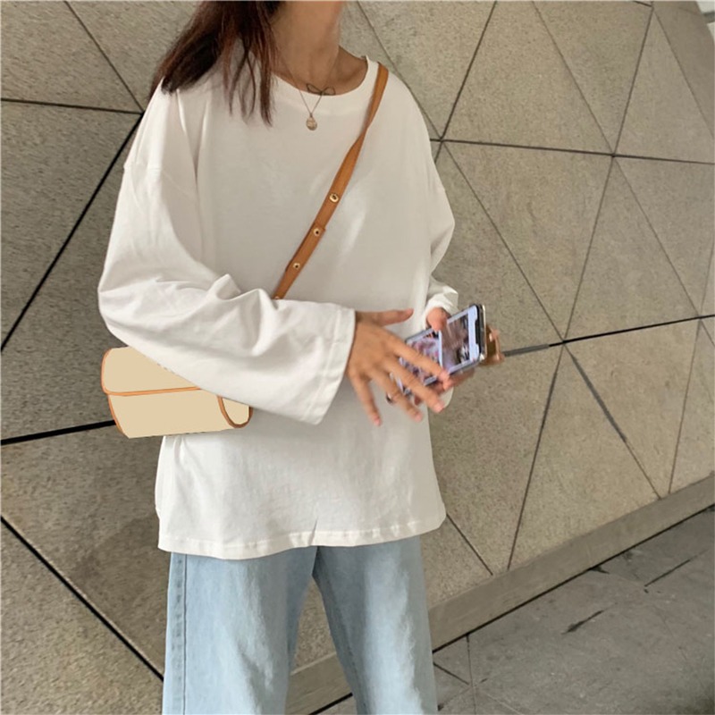 超火cec長袖t恤女春秋裝新款純棉打底衫韓版ins潮學生寬松上衣服-細節圖4