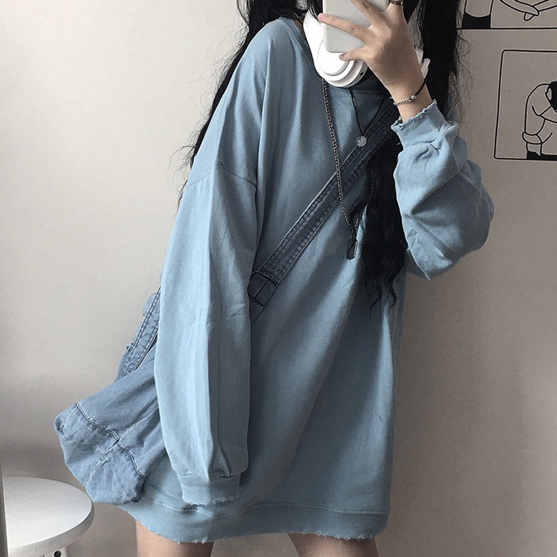 日系古著vintage鹽系衛衣女秋季韓版潮ins慵懶風bf學生寬松上衣服-細節圖2