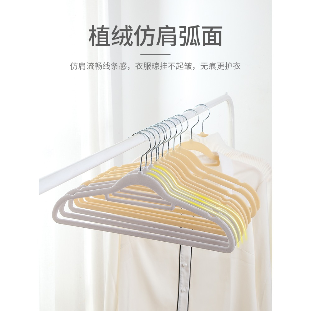 植絨衣架防滑肩無痕防肩角家用寬肩衣掛簡易加厚加粗掛衣服架子-細節圖2