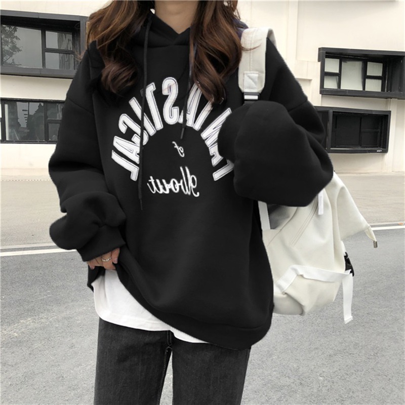 日系古著ulzzang炸街衛衣女寬松韓版ins潮bf慵懶風加絨加厚上衣服-細節圖2