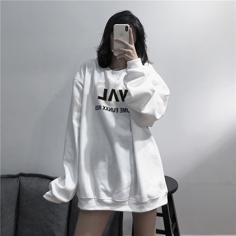 waitmore衛衣女早秋韓版ins潮慵懶風bf學生薄款連帽寬松上衣-細節圖2