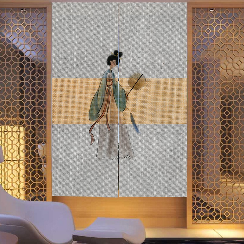 中式門簾中國風客廳隔斷簾茶室裝飾掛簾古韻美女養身館美容院布簾-細節圖2