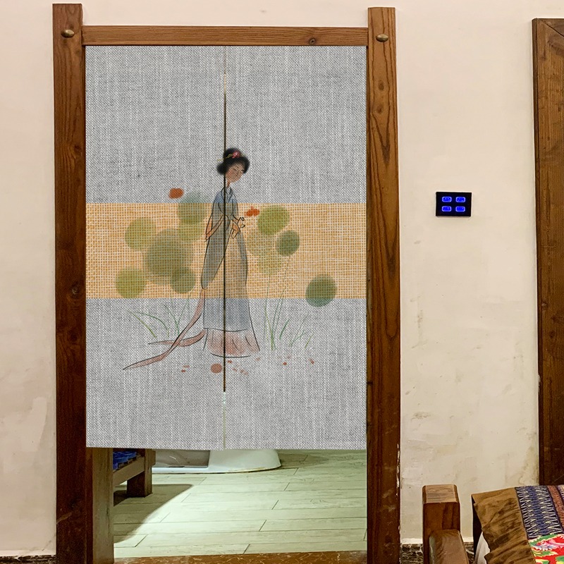中式門簾中國風客廳隔斷簾茶室裝飾掛簾古韻美女養身館美容院布簾-細節圖4
