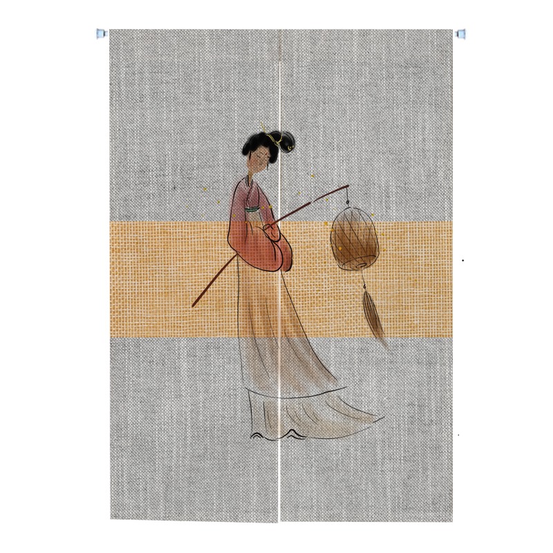 中式門簾中國風客廳隔斷簾茶室裝飾掛簾古韻美女養身館美容院布簾-細節圖5