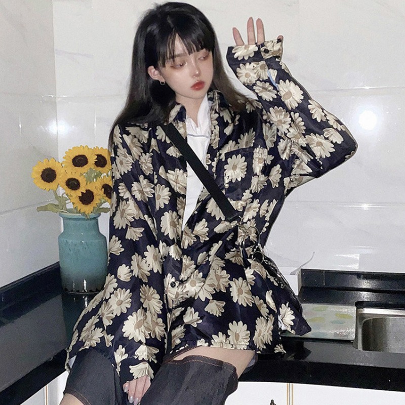長袖襯衣女初秋waitmore寬松韓版ins潮bf慵懶風復古港味寬松襯衫-細節圖5