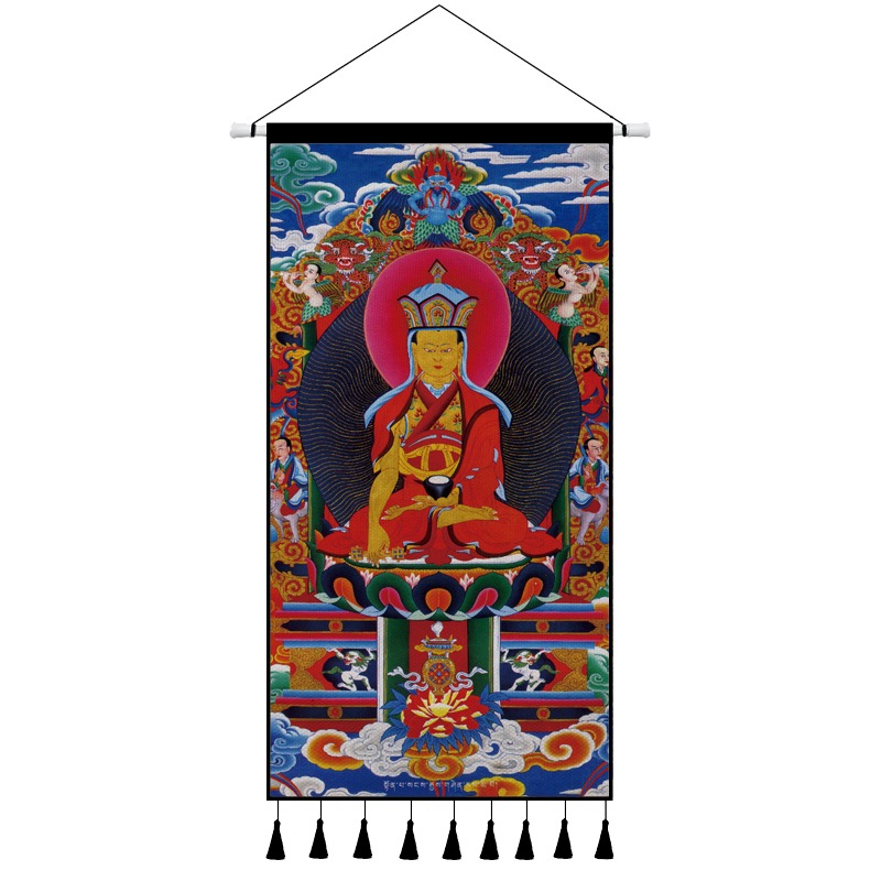 藏式唐卡佛像掛布墻布背景布畫客廳玄關布藝掛毯墻面裝飾掛畫定製-細節圖8
