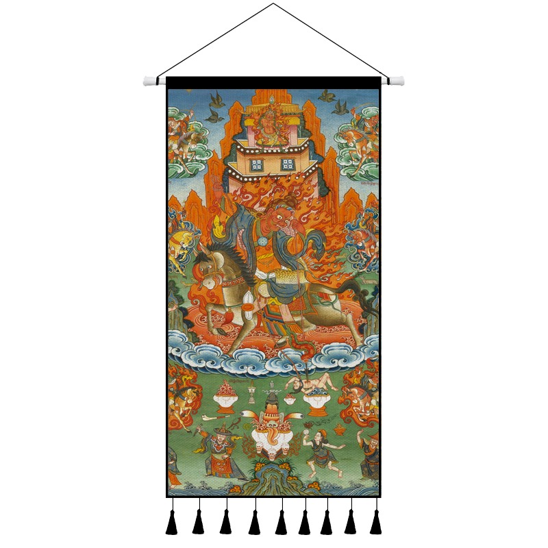 藏式唐卡佛像掛布墻布背景布畫客廳玄關布藝掛毯墻面裝飾掛畫定製-細節圖9