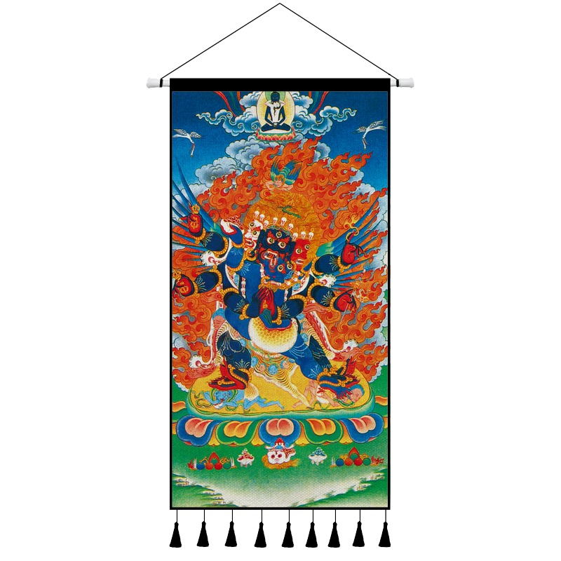藏式唐卡佛像掛布墻布背景布畫客廳玄關布藝掛毯墻面裝飾掛畫定製-細節圖10