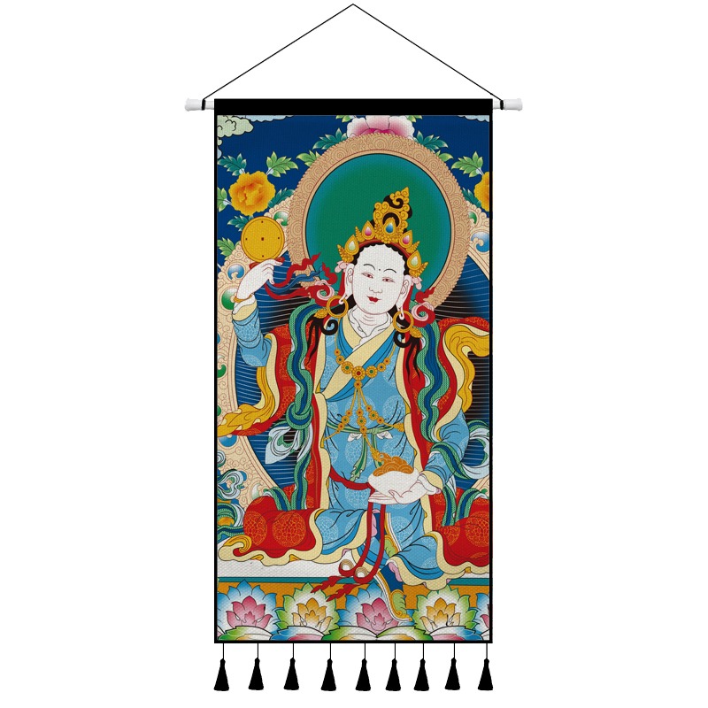 藏式唐卡佛像掛布藏族客廳玄關掛畫布藝民宿背景墻面裝飾布畫定製-細節圖6