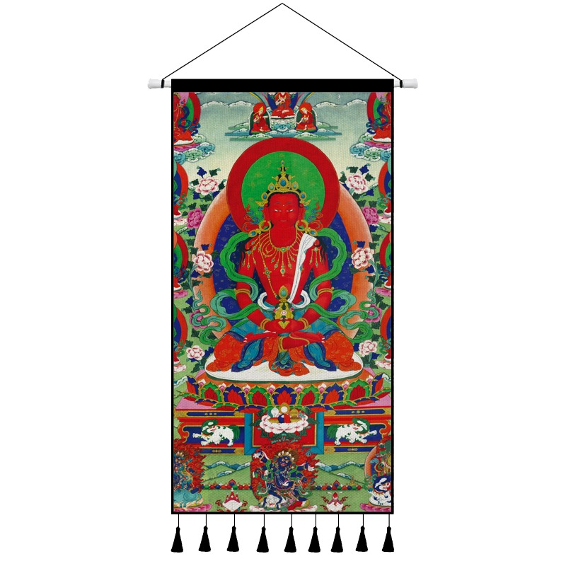 藏式唐卡佛像掛布藏族客廳玄關掛畫布藝民宿背景墻面裝飾布畫定製-細節圖7