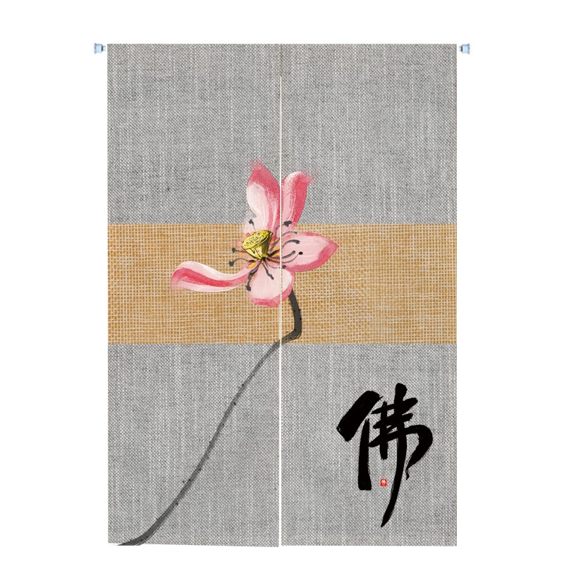 中式禪意復古風布藝掛簾免打孔門簾民宿茶室裝飾隔斷簾廁所遮擋簾-細節圖9