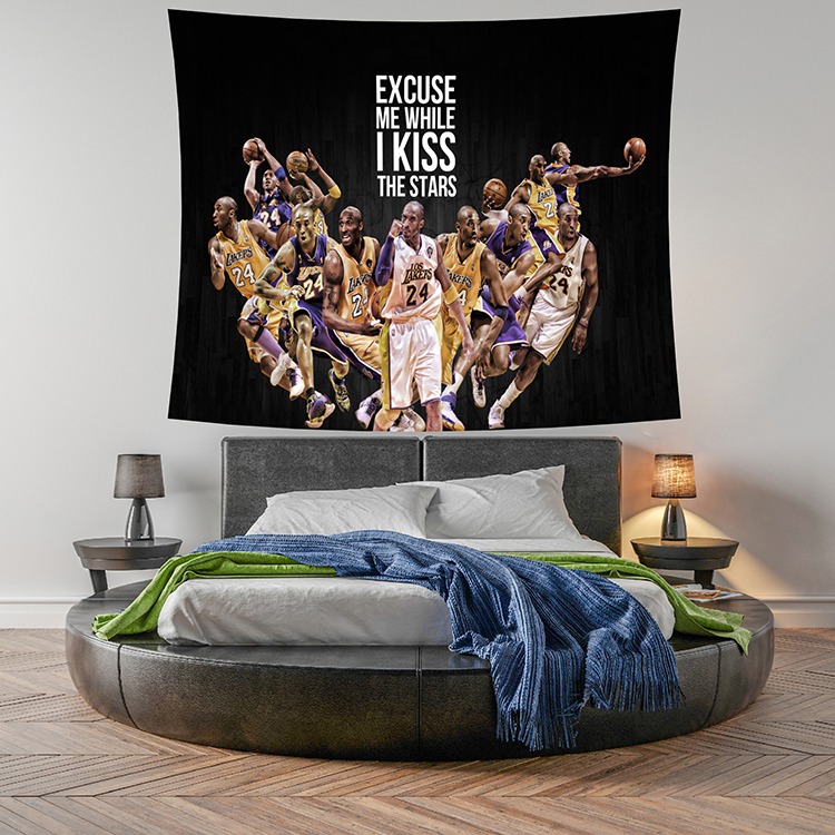 NBA球星科比掛毯桌布背景布ins掛布臥室改造牀頭網紅宿舍墻面裝飾-細節圖9