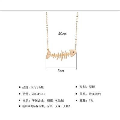 項鍊女歐美復古配飾個性百搭飾品創意魚骨石頭吊墜女士鎖骨鏈-細節圖2