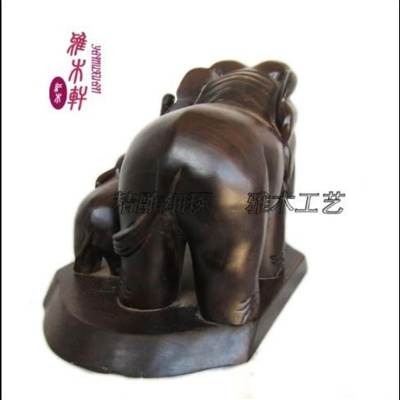 家居飾品越南紅木工藝品黑檀母子像木雕擺件紅木雕刻母子像-細節圖3