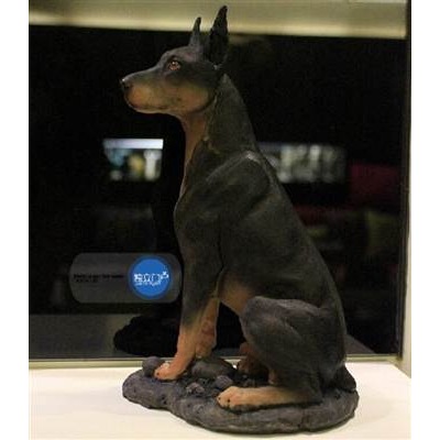 仿真動物設計杜賓獵犬帶底座裝飾品工藝品-細節圖2