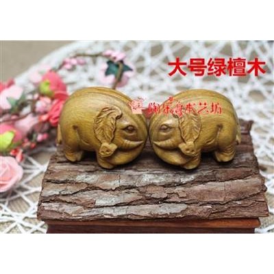 綠檀木手把件迷你動物大象招財木雕(1入2個)-細節圖2