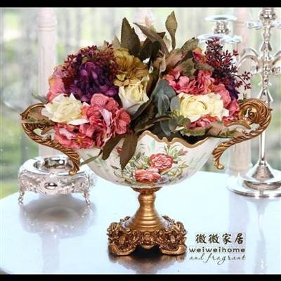 如歌歐式彩繪衝皇冠高腳水果盤果盆-細節圖2