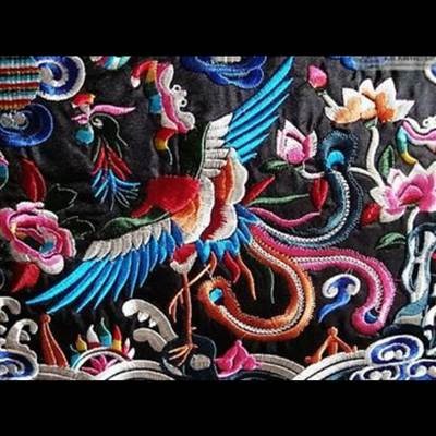 吉祥中國鳳高檔刺繡畫黑色可當鼠標墊(不挑款)-細節圖2