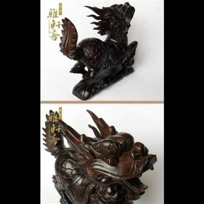 紅木雕刻工藝品家居擺件實木質麒麟大號木製客廳裝飾品擺設1入-細節圖2