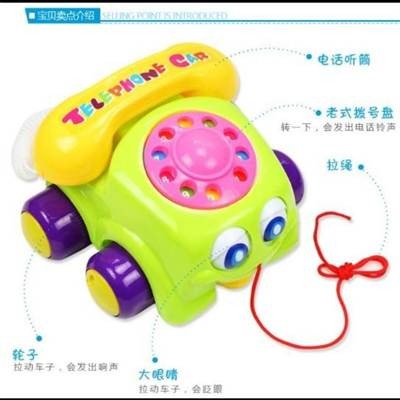 拉線電話車兒童拉線學步玩具嬰幼兒3玩具電話模型玩具車地攤貨源-細節圖3