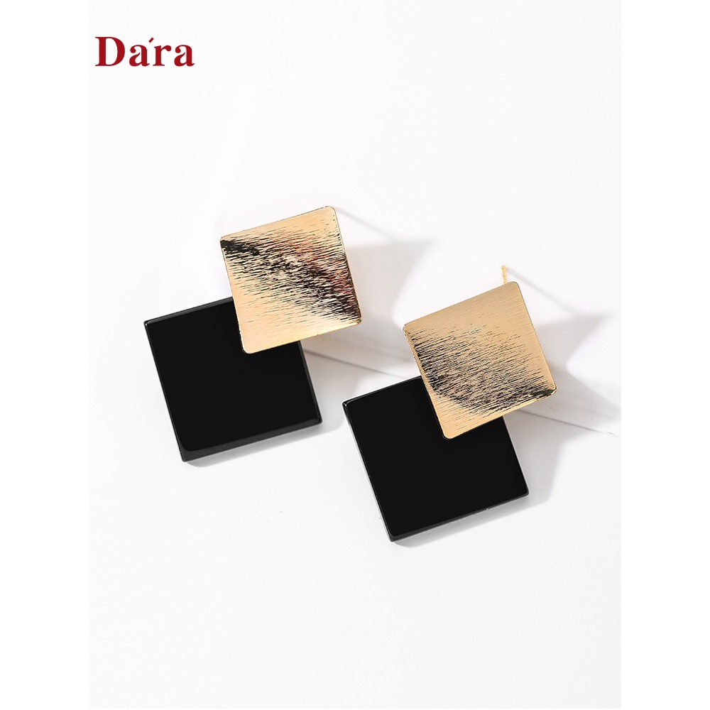 925銀針個性幾何菱形耳釘耳環女氣質網紅秋冬閃耀拉絲耳飾品-細節圖2