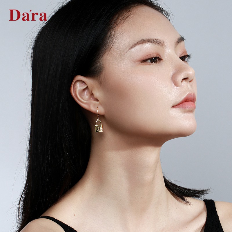 個性不對稱鑰匙鎖耳扣氣質網紅耳環女年秋冬新款潮耳飾品-細節圖2