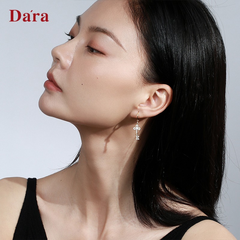 個性不對稱鑰匙鎖耳扣氣質網紅耳環女年秋冬新款潮耳飾品-細節圖4