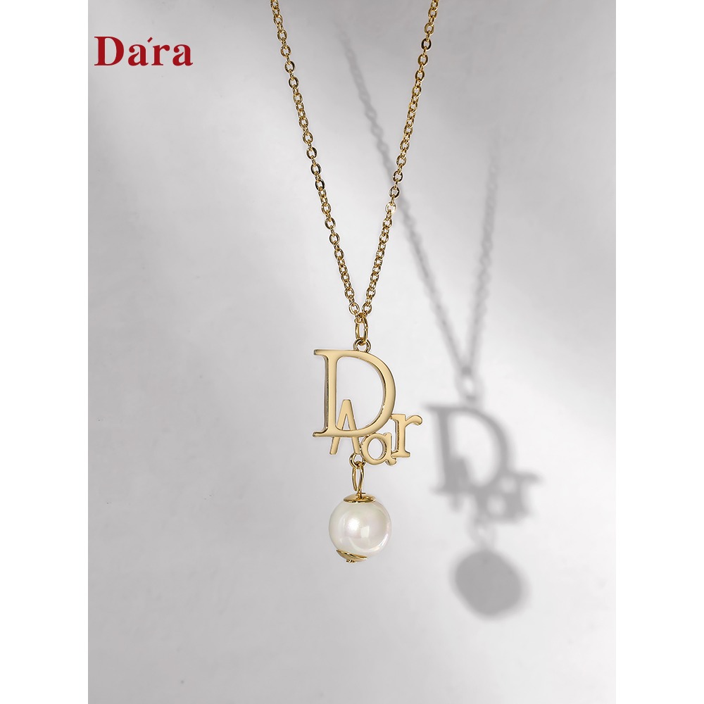 戴拉/dara仿珍珠字母項鏈女輕奢小眾設計年新款高級感鎖骨鏈-細節圖2