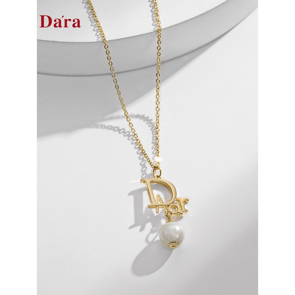 戴拉/dara仿珍珠字母項鏈女輕奢小眾設計年新款高級感鎖骨鏈-細節圖4