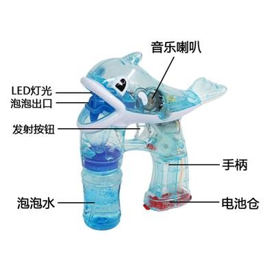 全自動音樂燈光電動透明海豚泡泡槍-細節圖2