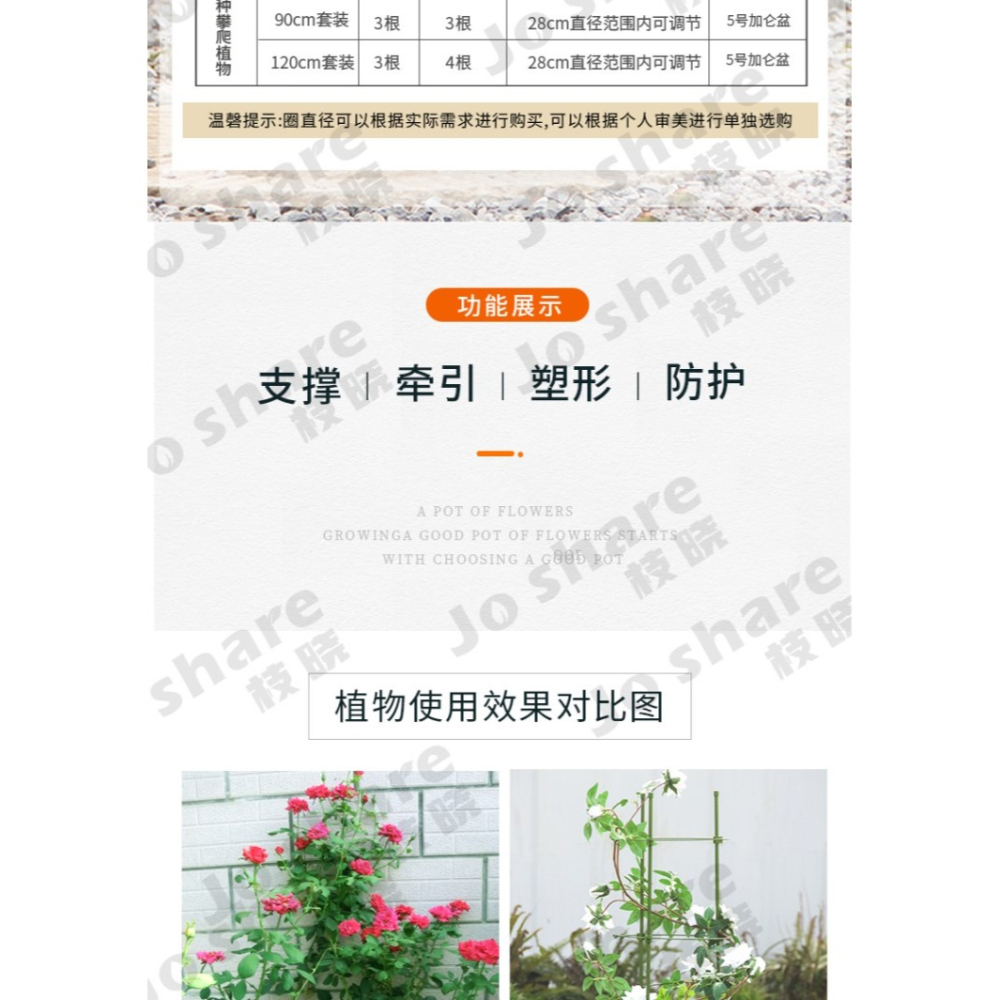 花架爬藤架花盆支架月季花架室內花卉攀爬桿園藝攀爬架桿-細節圖8