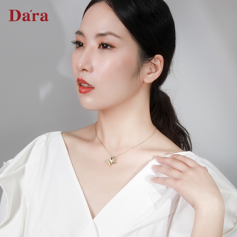 輕奢蝴蝶項鏈女 年新款小眾設計高級感簡約時尚百搭鎖骨鏈夏-細節圖3