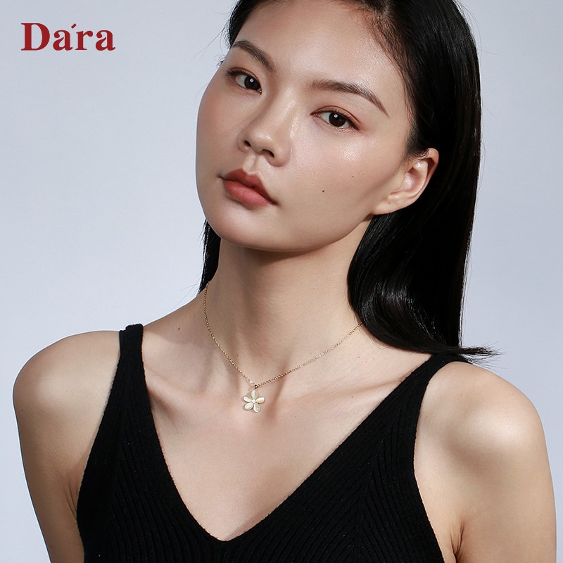 夏季清新花朵項鏈女 高級感合成貓眼石吊墜飾品年新款鎖骨鏈-細節圖3