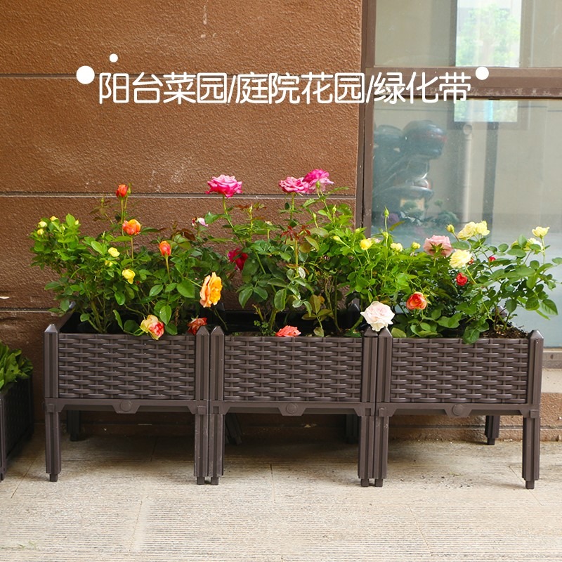 陽臺種菜神器種植箱蔬菜養花盆栽種菜家庭塑料花盆樓頂菜園箱一形-細節圖4