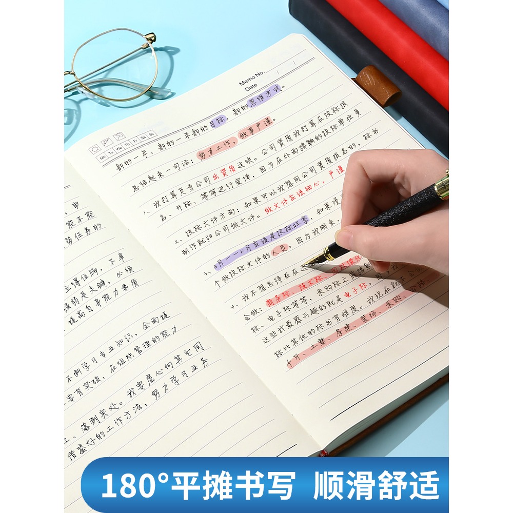 大號筆記本本子b5加大加厚皮質大號記事本工作會議記錄定製logo簡約大學生a4考研學習計劃本橫線款日記本-細節圖3