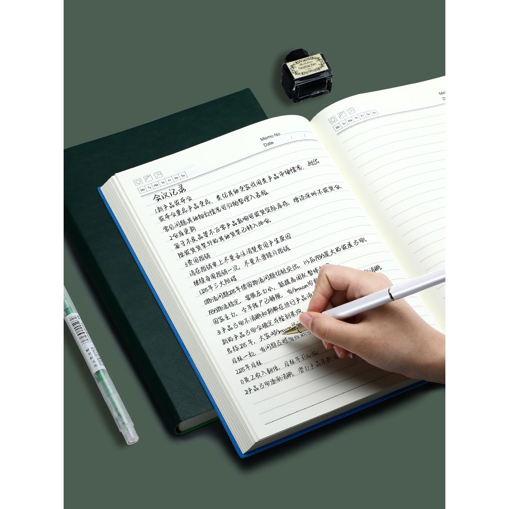 A4加厚記事本筆記本子簡約ins風大學生考研用空白康奈爾日記本辦公會議記錄本超厚工作A5厚本子定製可印logo-細節圖3