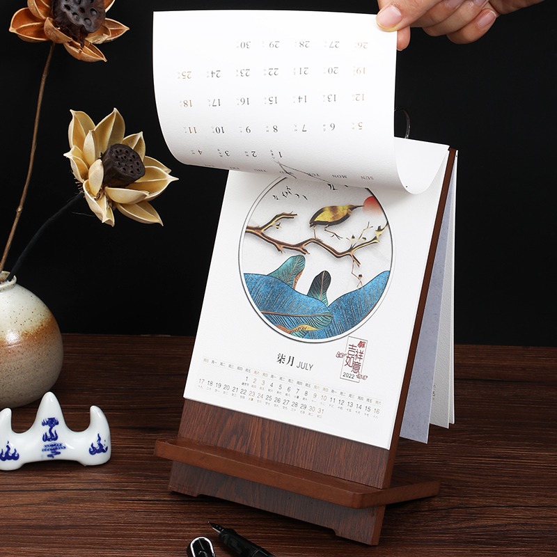 2022年臺歷小清新簡約個性創意中國風虎年日歷新年禮品臺歷定製企業辦公桌面擺件小臺歷記事計劃本定做logo-細節圖3