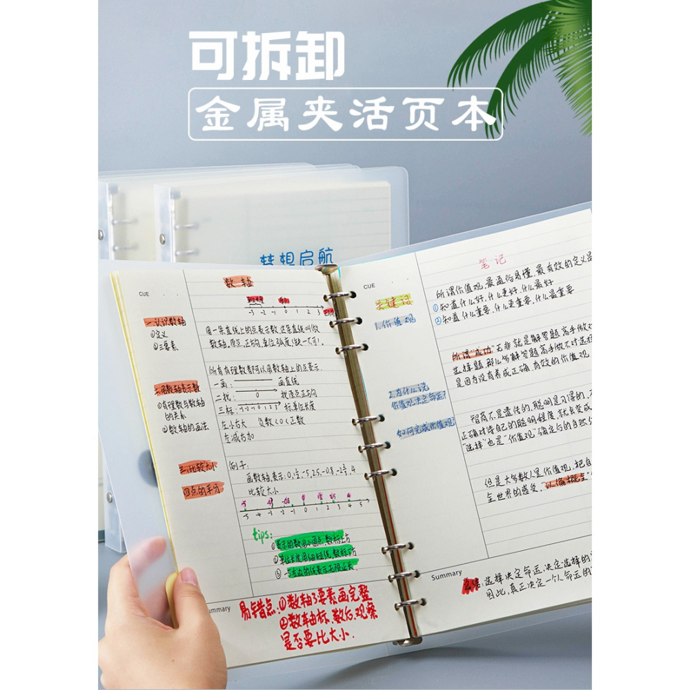 B5康奈爾活頁本5r記憶法筆記本子大學生可拆卸活頁紙替芯外殼方格考研網格學生學習扣環簡約大容量可拆本-細節圖6