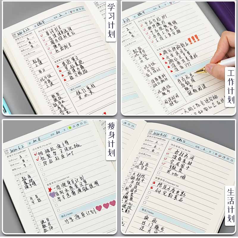 自律打卡本學生時間管理效率規劃每日計劃表2022年新款日程本一日一頁320天商務辦公記錄手賬日記筆記本子-細節圖4