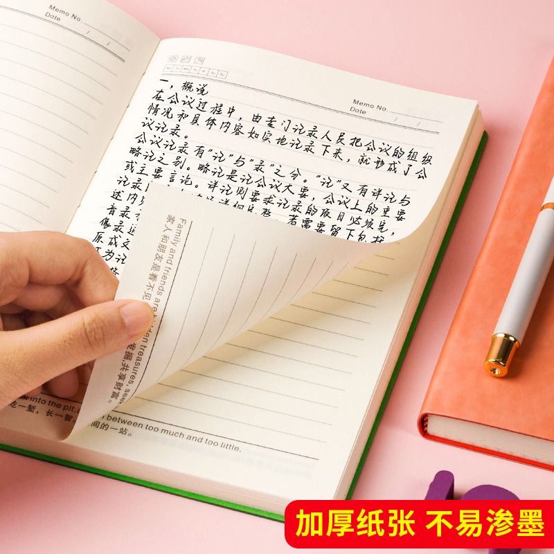 筆記本子加厚商務記事本會議記錄本簡約大學生a5本子文藝精緻小清新復古日記本辦公工作筆記本定製可印logo-細節圖2