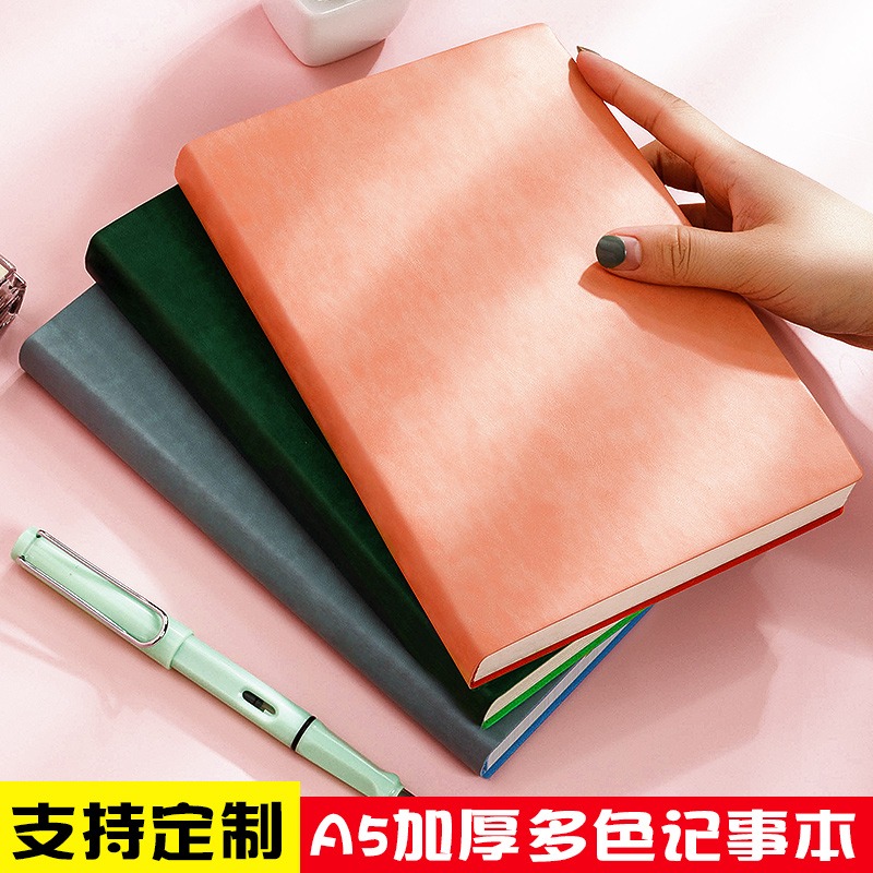 筆記本子加厚商務記事本會議記錄本簡約大學生a5本子文藝精緻小清新復古日記本辦公工作筆記本定製可印logo-細節圖3